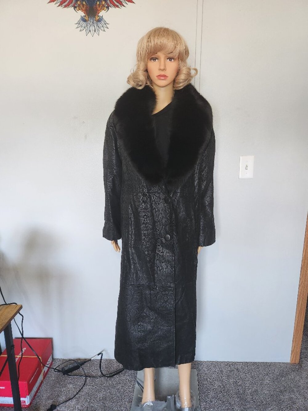 #783 Leather/fox fur coat